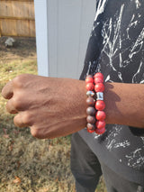 black owned luxury beaded bracelet company red and burgundy beaded bracelet