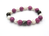 Brync Purple and pearl Men Women Beaded Bracelet