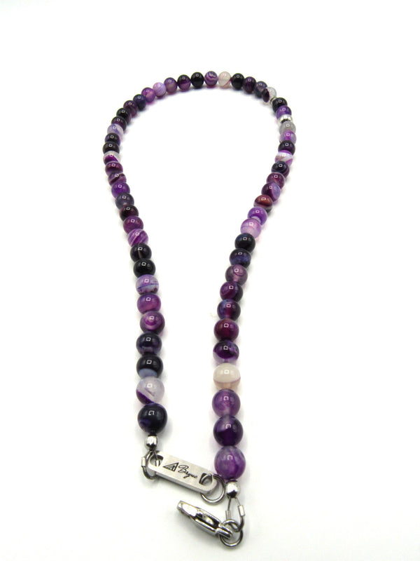Brync Purple white Men Women Beaded Necklace Handmade
