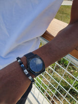 Brync Black silver lava Beaded Bracelet Hematite Men Women Black Owned Beaded Bracelet premium jewelry premium bracelets mens beaded bracelets gemstone bracelet beaded bracelets for women bracelet with stones stone bead bracelets custom beaded bracelets color bead bracelets popular beaded bracelets designer bracelet tuxedo beaded bracelet; popular beaded bracelet; match jordans; panda bracelet