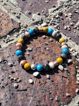 Brync Black Red Vintage Beads Striped Beaded Bracelet Men Women Yellow Grey Blue brick