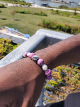 Brync Purple and pearl Men Women Beaded Bracelet