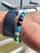 Brync Black Pearl Aqua Teal Grey Men Women Beaded Bracelet David yurman