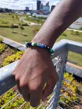 Brync Black Pearl Aqua Teal Grey Men Women Beaded Bracelet David yurman