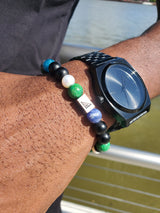 Brync Black Pearl Aqua Teal Grey Men Women Beaded Bracelet David yurman