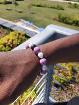 Brync Purple and pearl Men Women Beaded Bracelet