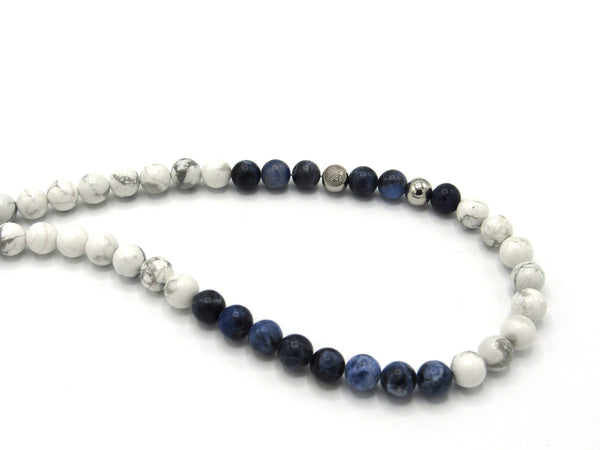 Brync White Blue Women Men Beaded Necklace Handmade