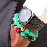 Brync Black Red Green Hematite Men Women Beaded Bracelet Black Owned Jewelry Brand Juneteenth