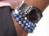 Bracelet stacks for Men beaded bracelets blue Black Blue Sodalite Men Women Beaded Bracelet boho-chic black owned jewelry company brand
