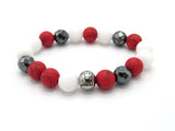 Brync Red White Stainless Steel Beaded Bracelet Men Women Black Owned Jewelry Brand DST