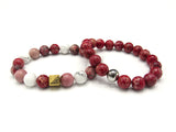 Brync Red pink gold White Beaded Bracelet Men Women Valentine's day gift Christmas birthday
