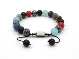 Brync red brown tiger eye blue aquamarine grey Black men women beach beaded bracelet slipknot bracelet; store jewelry store