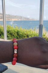 Brync Men Women beaded bracelet red orange pink Christmas valentines day black owned small business