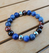 Brync Men Women Beaded Bracelet Blue Red Tiger Eye
