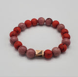 Brync Valentine's Day Beaded Bracelet Red Pink Rose Gold Beaded Bracelet Men Women Christmas birthday gift