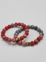 Brync Valentine's Day Beaded Bracelet Red Pink Rose Gold Beaded Bracelet Men Women Christmas birthday gift