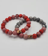 Brync Men Women Valentine's Day Beaded Bracelet Pink Red Grey Luxury Beaded Bracelet Black Owned Jewelry Brand Couple's Beaded Bracelet Set