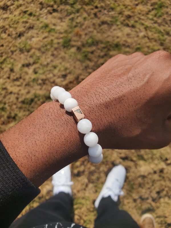 all white beaded bracelet rose gold brync  men women black jewelry company