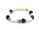Pearl beaded bracelet for Men. Pearl beaded bracelet for women. blue tiger eye white stainless steel bracelet