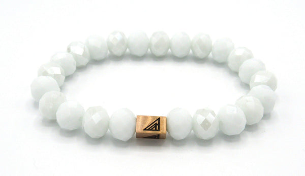 Brync White faceted Rose Gold Men Women Beaded Bracelet David yurman
