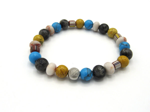 Brync Black Red Vintage Beads Striped Beaded Bracelet Men Women Yellow Grey Blue 