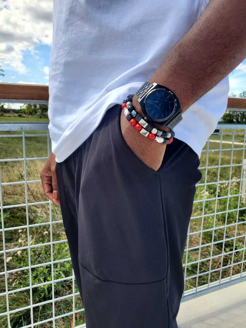 Brync Black silver lava Beaded Bracelet Hematite Men Women Black Owned Beaded Bracelet premium jewelry premium bracelets mens beaded bracelets gemstone bracelet beaded bracelets for women bracelet with stones stone bead bracelets custom beaded bracelets color bead bracelets popular beaded bracelets designer bracelet tuxedo beaded bracelet; popular beaded bracelet; match jordans; panda bracelet