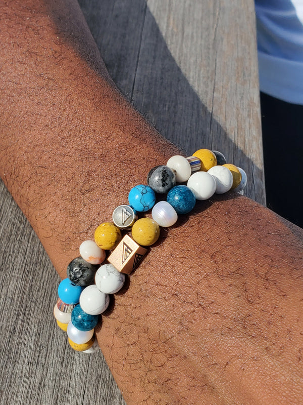 Brync Beads Beaded Bracelet Men Women Yellow white teal aqua rose gold