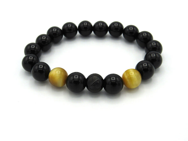 Brync Black Gold Tiger Eye  Men Women Beaded Bracelet premium jewelry premium bracelets mens beaded bracelets gemstone bracelet beaded bracelets for women bracelet with stones stone bead bracelets custom beaded bracelets color bead bracelets popular beaded bracelets designer bracelet 