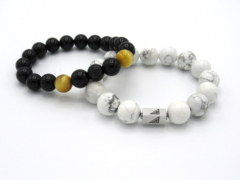 White howlite beaded bracelet Brync men and women  how to wear beaded bracelets beaded bracelets in style