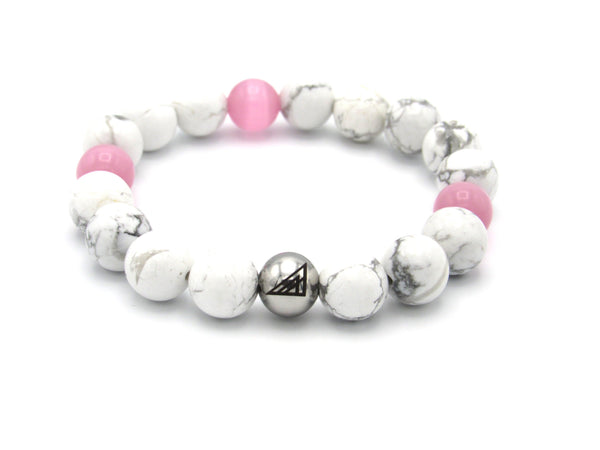 Brync Pink White Men Women Beaded Bracelet