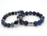 Brync Blue black grey Sodalite Large Men Women Beaded Bracelet 12mm luxury beaded bracelet