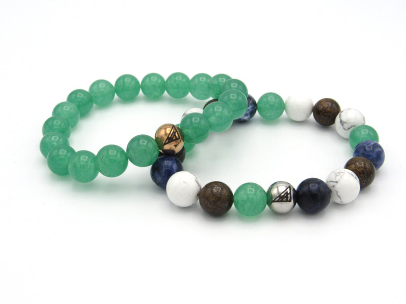 Brync Green blue brown white Peppermint  Men Women Beaded Bracelet st. Patrick's day