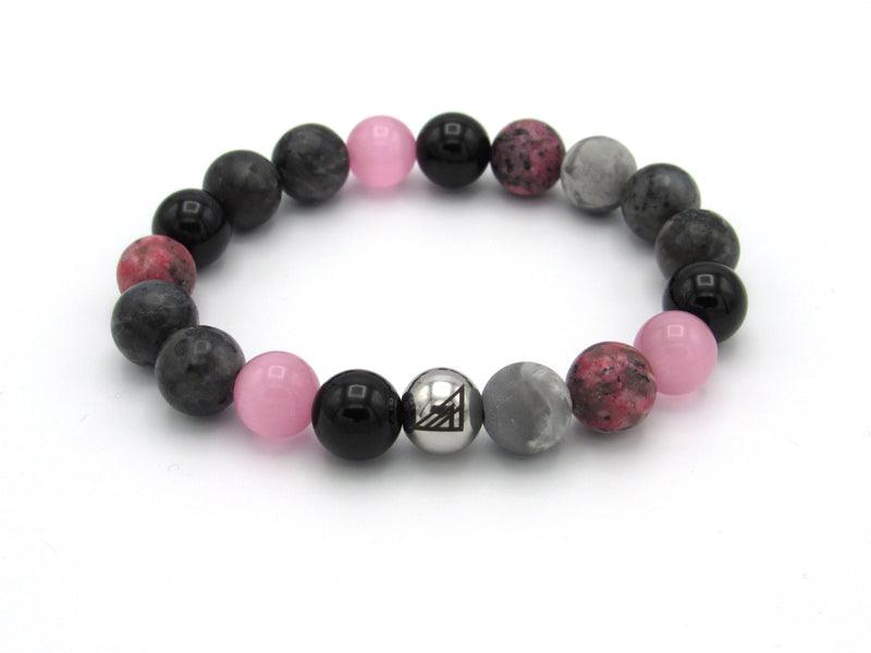 Brync Pink Grey Black Bracelet Men Women Beaded Bracelet