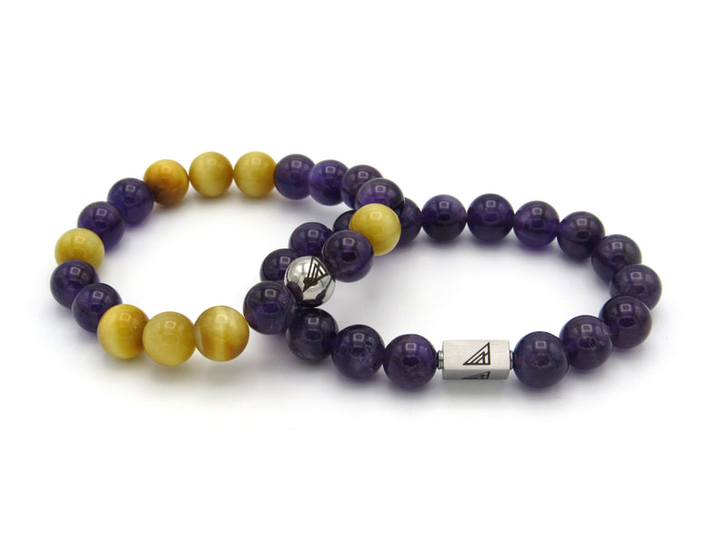 Brync Purple Gold Amethyst Men Women Beaded Bracelet Christmas gift for fans birthday valentine's day