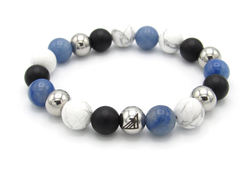Brync Black Onyx white blue   Men Women Beaded Bracelet jordans premium jewelry premium bracelets mens beaded bracelets gemstone bracelet beaded bracelets for women bracelet with stones stone bead bracelets custom beaded bracelets color bead bracelets popular beaded bracelets designer bracelet; popular beaded bracelet; match jordans