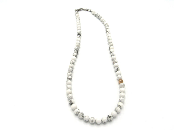 Brync White Howlite  Rose Gold Men Women Beaded Necklace