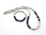 Brync White Blue Women Men Beaded Necklace Bracelet Handmade