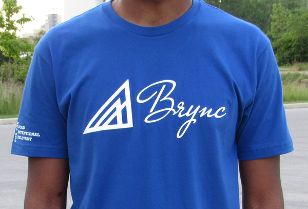 Brync Men Women Royal Blue White Shirt
