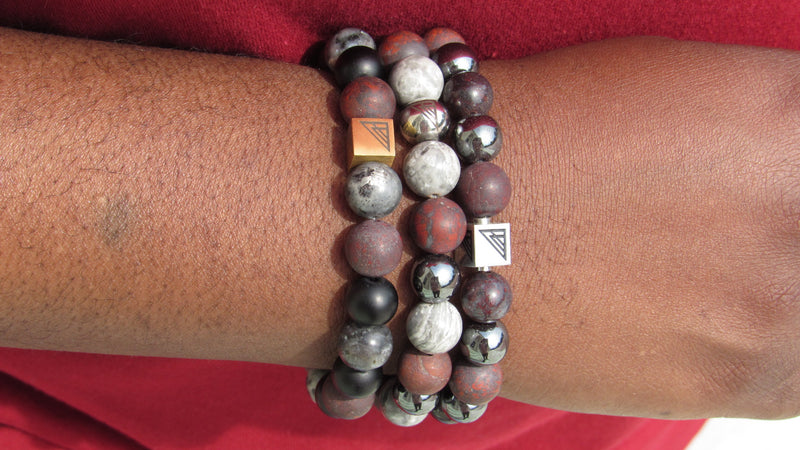 Brync Burgundy Maroon Grey black gold Men Women Beaded Bracelet Black Owned Jewelry Brand