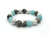 Brync Grey White Aquamarine Beaded Bracelet Men Women Black owned premium jewelry premium bracelets mens beaded bracelets gemstone bracelet beaded bracelets for women bracelet with stones stone bead bracelets custom beaded bracelets color bead bracelets popular beaded bracelets designer bracelet