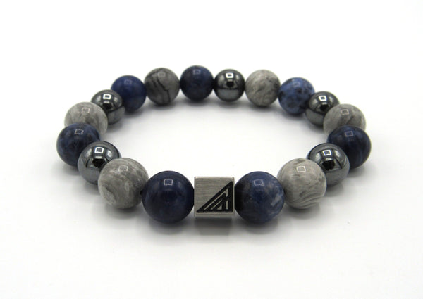 Brync Blue Grey Hematite Men Women Beaded Bracelet Black Owned premium jewelry premium bracelets mens beaded bracelets gemstone bracelet beaded bracelets for women bracelet with stones stone bead bracelets custom beaded bracelets color bead bracelets popular beaded bracelets designer bracelet; popular beaded bracelet; match sneakers