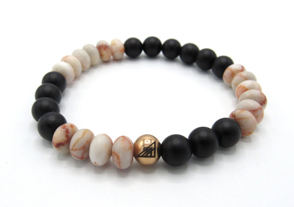 Brync Red Brown Tan Beige Beaded Bracelet Rondelle Men Women Black owned jewelry brand