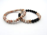 Brync Red Brown Tan Beige Beaded Bracelet Rondelle Men Women Black owned jewelry brand