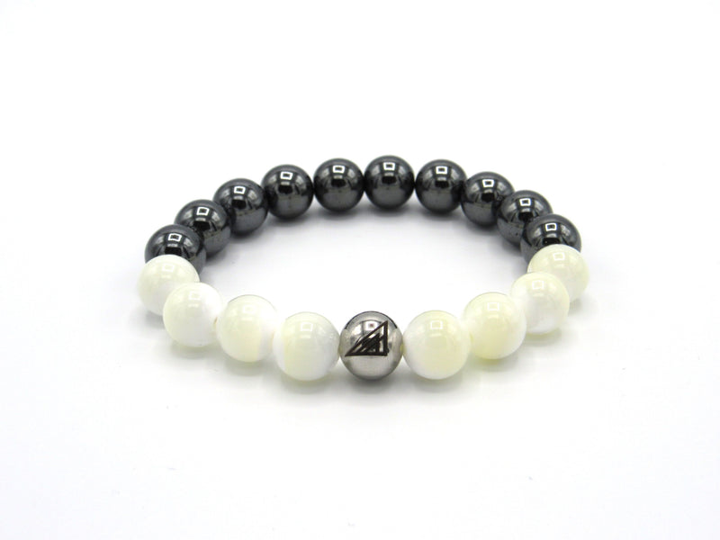 Brync Off White Hematite Men Women Beaded Bracelet Hematite boho-chic black owned jewelry company