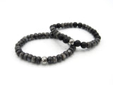 Brync Men Women Grey Black Faceted small beaded bracelet