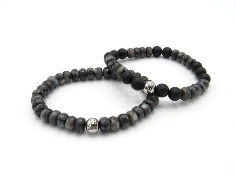 Brync Men Women Grey Black Faceted small beaded bracelet Brync Men Women Grey Faceted small beaded bracelet black owned luxury jewelry company 