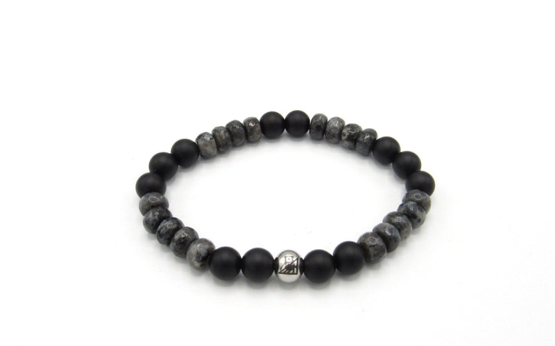 Brync Men Women Grey Black Faceted small beaded bracelet