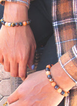 Brync Brown orange red tiger eye Black Men Women Bracelet black owned jewelry brand how to wear beaded bracelets beaded bracelets in style