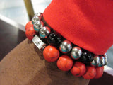 Brync Red and Black large beads Men Women Bracelet black owned brand falcons atlanta