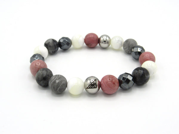 Brync Pink White Grey Hematite Beaded Bracelet Men Women Rose Black owned Jewelry Brand